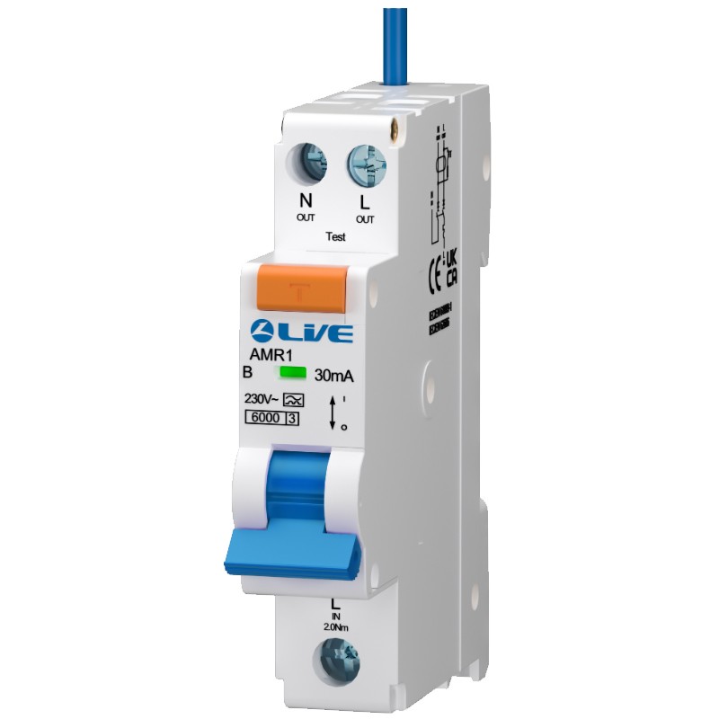 Live AMR120B-030 Double Pole Bidirectional RCBO 6kA Mini B Curve 20A 30mA