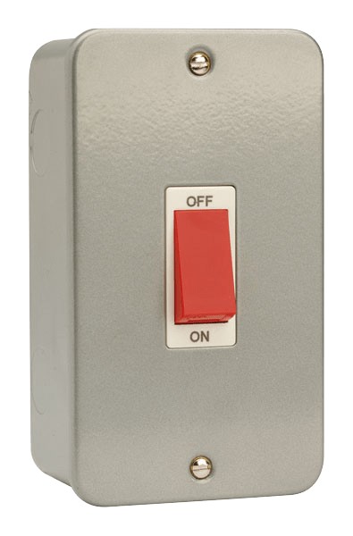 Click Metal Clad CL202 45A 2 Gang Double Pole Switch Tall