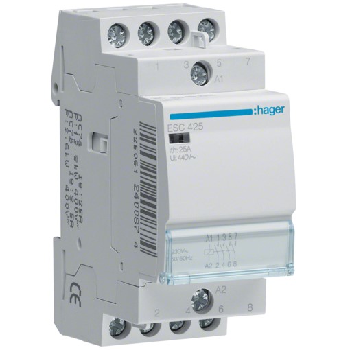 Hager ESC425 Contactor - 25A - 4NO - 230V