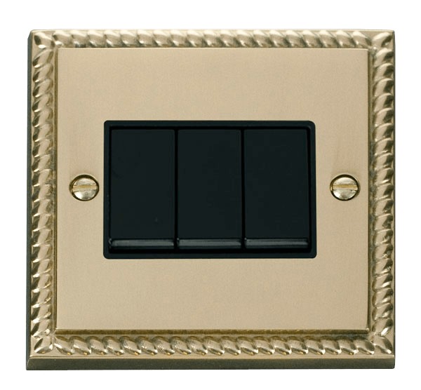 Click GCBR013BK 3 Gang 2 Way Switch Polished Cast Brass