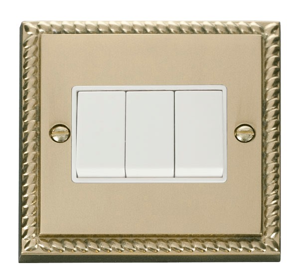 Click GCBR013WH 3 Gang 2 Way Switch Polished Cast Brass