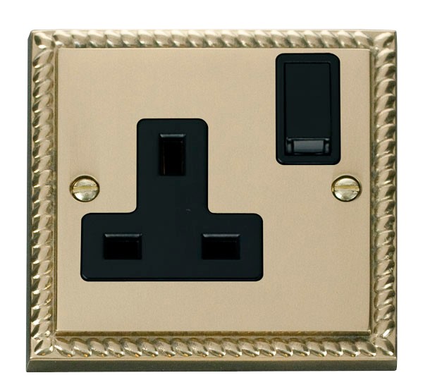 Click GCBR035BK 1 Gang Switched Socket Polished Cast Brass