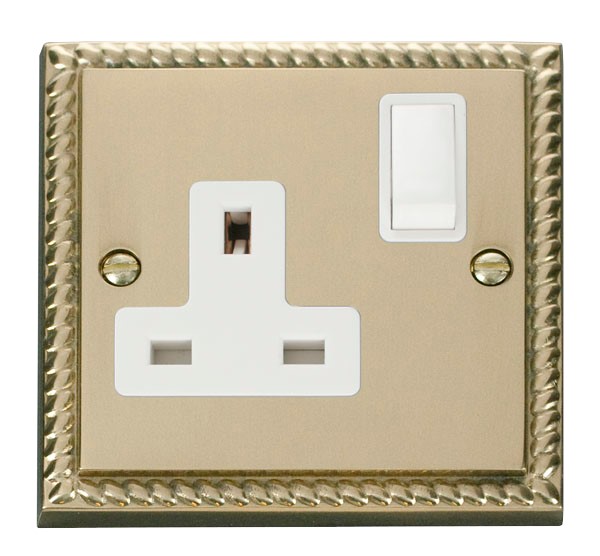 Click GCBR035WH 1 Gang Switched Socket Polished Cast Brass