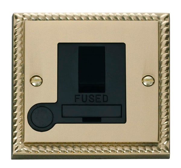 Click GCBR051BK Switched Fused Connection Unit with Flex Outlet Polished Cast Brass