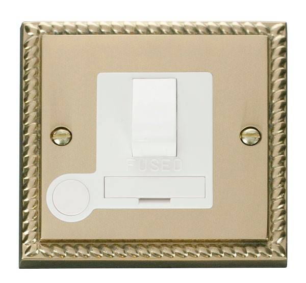 Click GCBR051WH Switched Fused Connection Unit with Flex Outlet Polished Cast Brass