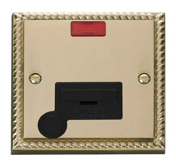 Click GCBR053BK Fused Connection Unit with Flex Outlet & LED Polished Cast Brass