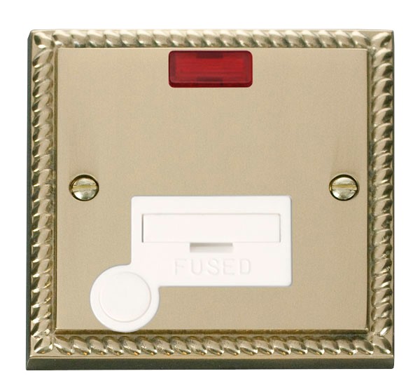 Click GCBR053WH Fused Connection Unit with Flex Outlet & LED Polished Cast Brass