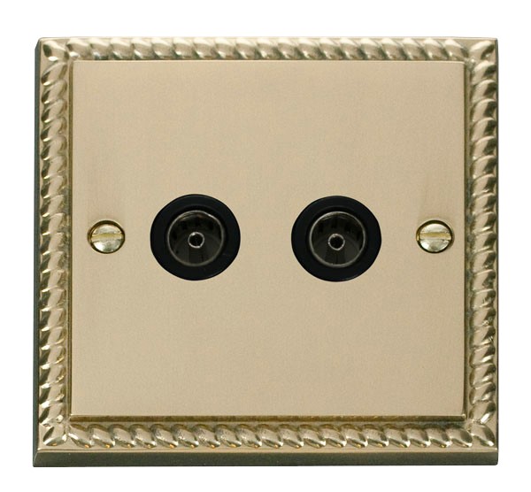 Click GCBR066BK Non Isolated Twin CoAxial Outlet Polished Cast Brass