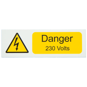 Ind Signs IS2110SA Danger 230V Label Pk=10