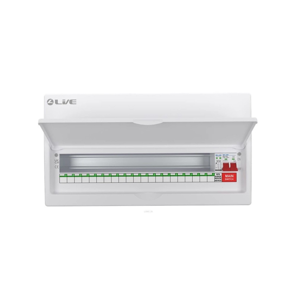 Live LSMC24M-SP 21 Way Consumer Unit 125A Main Switch SPD