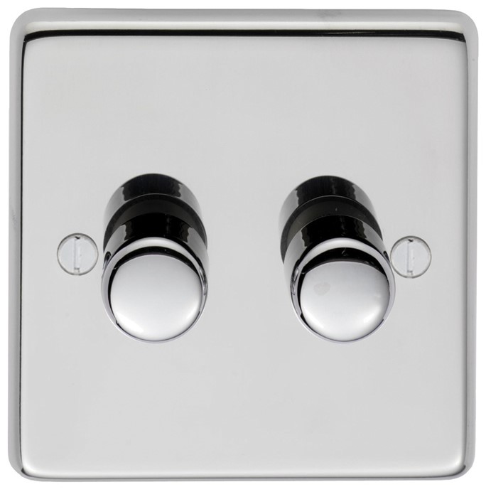 Eurolite PSS2D400 2 Gang Dimmer Switch Polished Stainless Steel 