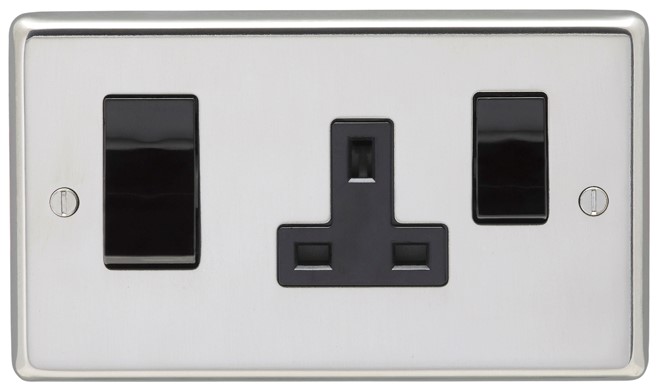 Eurolite PSS45ASWASB Switch and Switched Socket 45A Polished Stainless Steel 