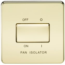 Knightsbridge SF1100PB Screwless 10AX 3P Fan Isolator Switch - Polished Brass