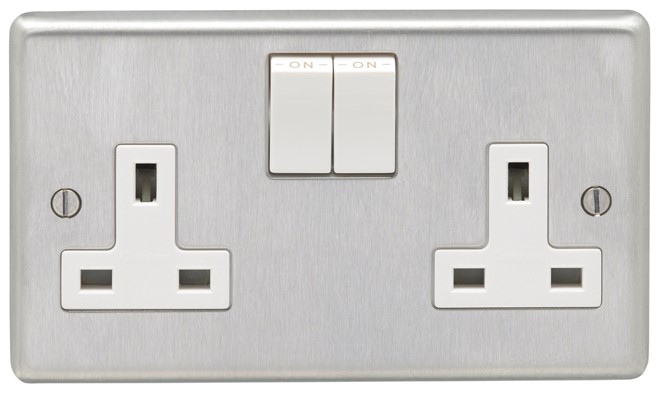 Eurolite SSS2SOW 2 Gang Socket Satin Stainless