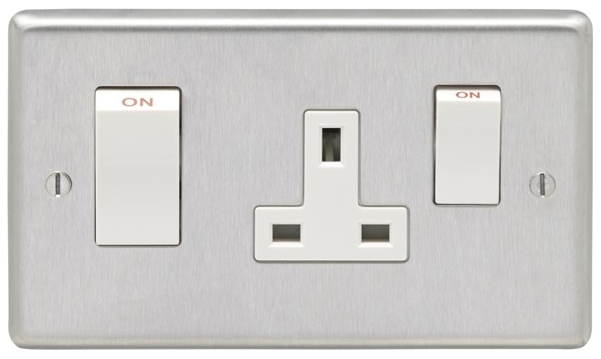 Eurolite SSS45ASWASW Switch and Switched Socket Satin Stainless