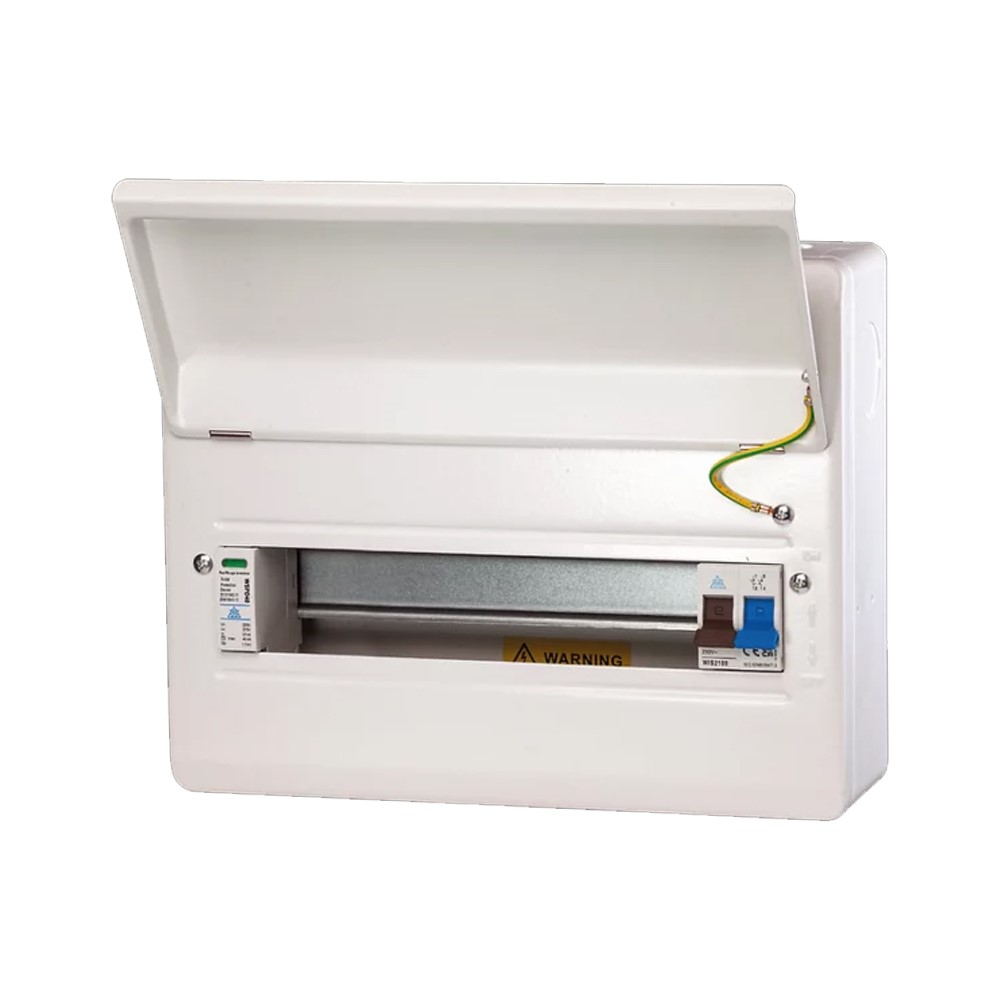 Whitecliffe WME12/SP Metal Consumer Unit with 100A Main Switch T2 SPD - 9 Way